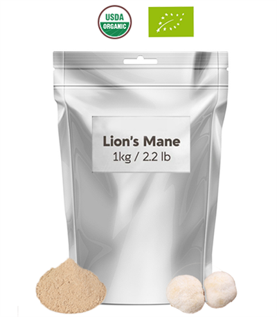 Polvo de hongos melena de león